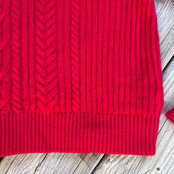 Lauren Ralph Lauren Women's Red Cable Knit Mock Neck Sweater Size L - Picture 5 of 8